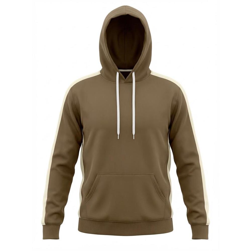 Brown Hoodie with Cream Shoulder Stripes